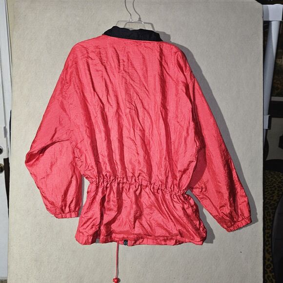 Active Stuff Vintage 80s Red Windbreaker Jacket Lrg Cinched Waist Coat of Arms - Picture 2 of 11